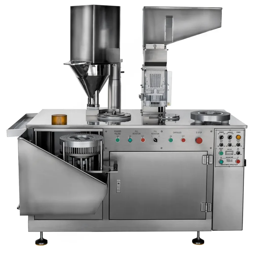 Best capsule filling machine with stainless steel automatic system for accurate powder capsule filling in pharmaceutical and supplement production