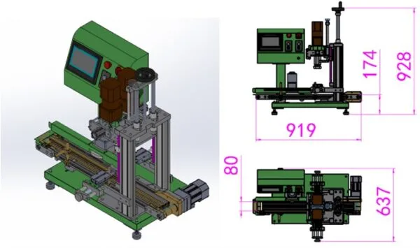 Compact automatic filling machine with control unit