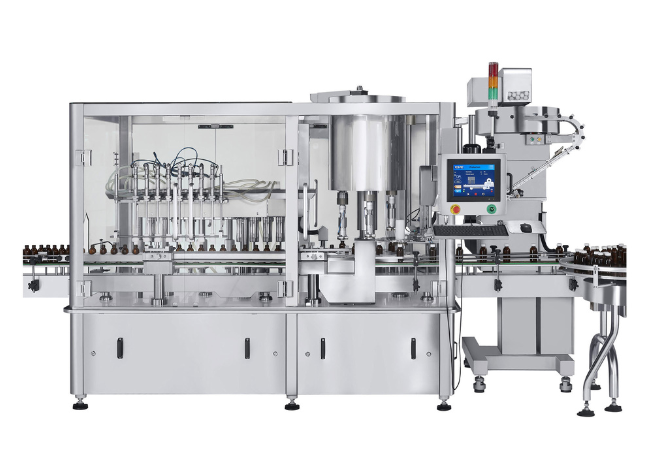 Monobloc Wine Bottle Filling Machine with integrated filling, corking, and labeling system