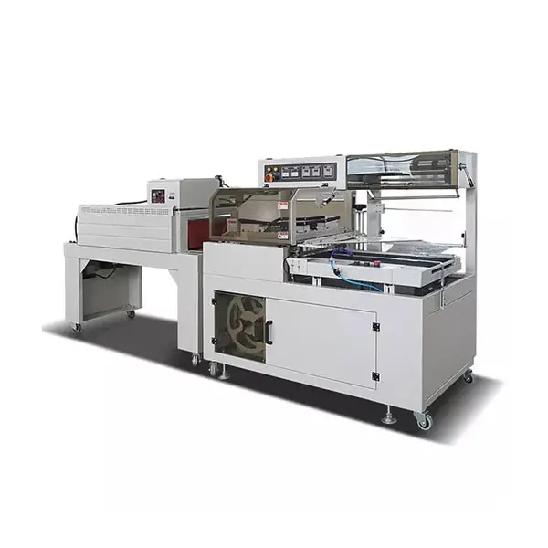 L-sealer shrink wrap machine with tunnel for packaging products efficiently