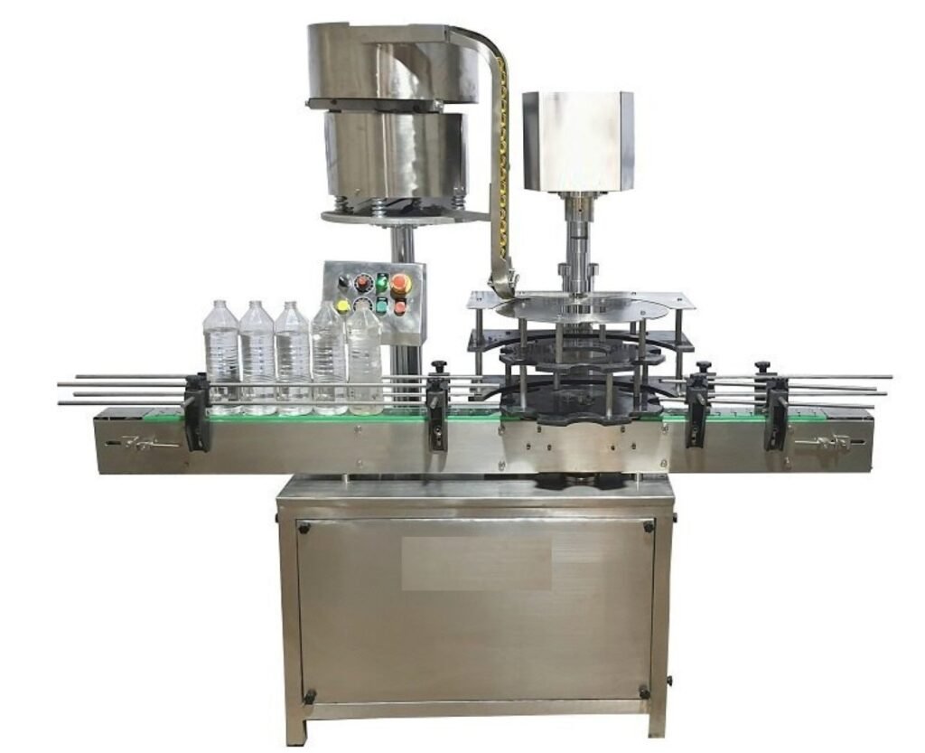Single head bottle capping machine for sealing bottles with screw caps