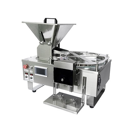 Desktop filling machine with stainless steel hopper and foot pedal for liquid and viscous product filling