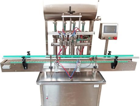 Viscous liquid filling machine running on an automated bottling line