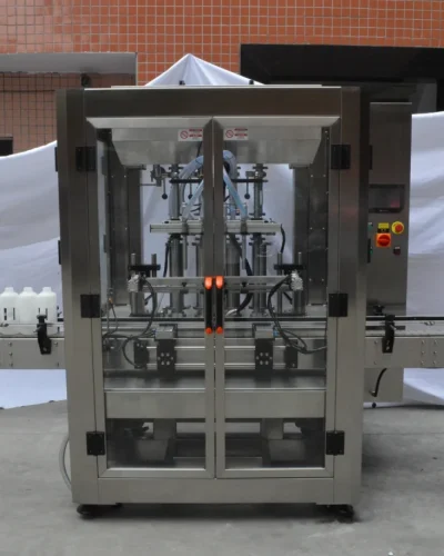 High-tech production line with automated filling and capping equipment