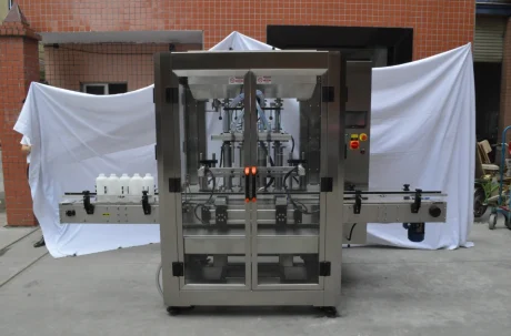 High-tech production line with automated filling and capping equipment