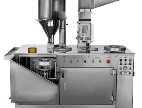 Best capsule filling machine with stainless steel automatic system for accurate powder capsule filling in pharmaceutical and supplement production