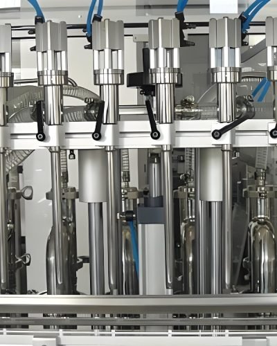 Vertical piston filling machine with multiple stainless steel nozzles