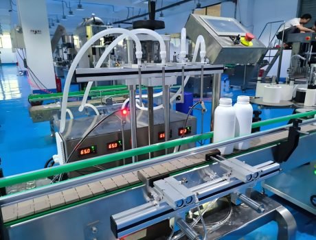Automated liquid filling system with transparent safety enclosure
