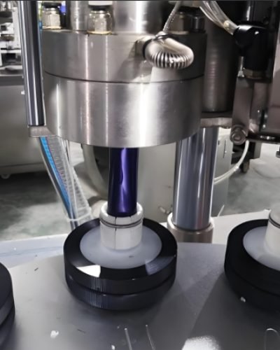 Automated system completing the filling, capping, and labeling process.