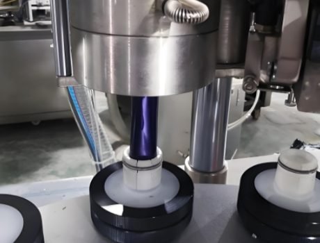 Automated system completing the filling, capping, and labeling process.
