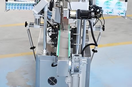 Automated labeling machine for efficient label application on containers.